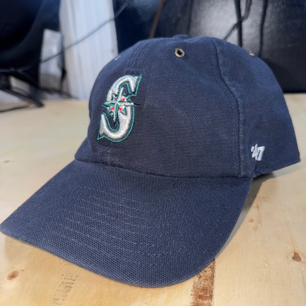 Carhartt x 47 Brand Seattle Mariners Navy Blue Duck Canvas Adjustable Hat OSFA